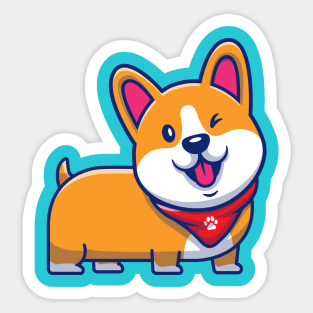 Cute Corgi Wink Cartoon Sticker